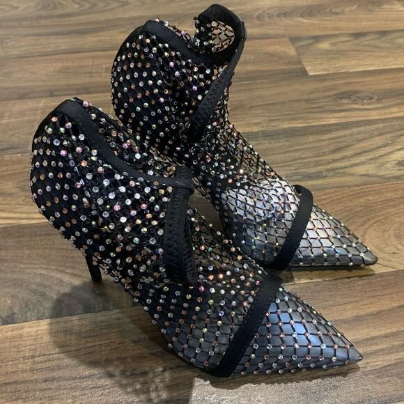 Rhinestone Sparkly Fishnet High Heels - Picture 7 of 7